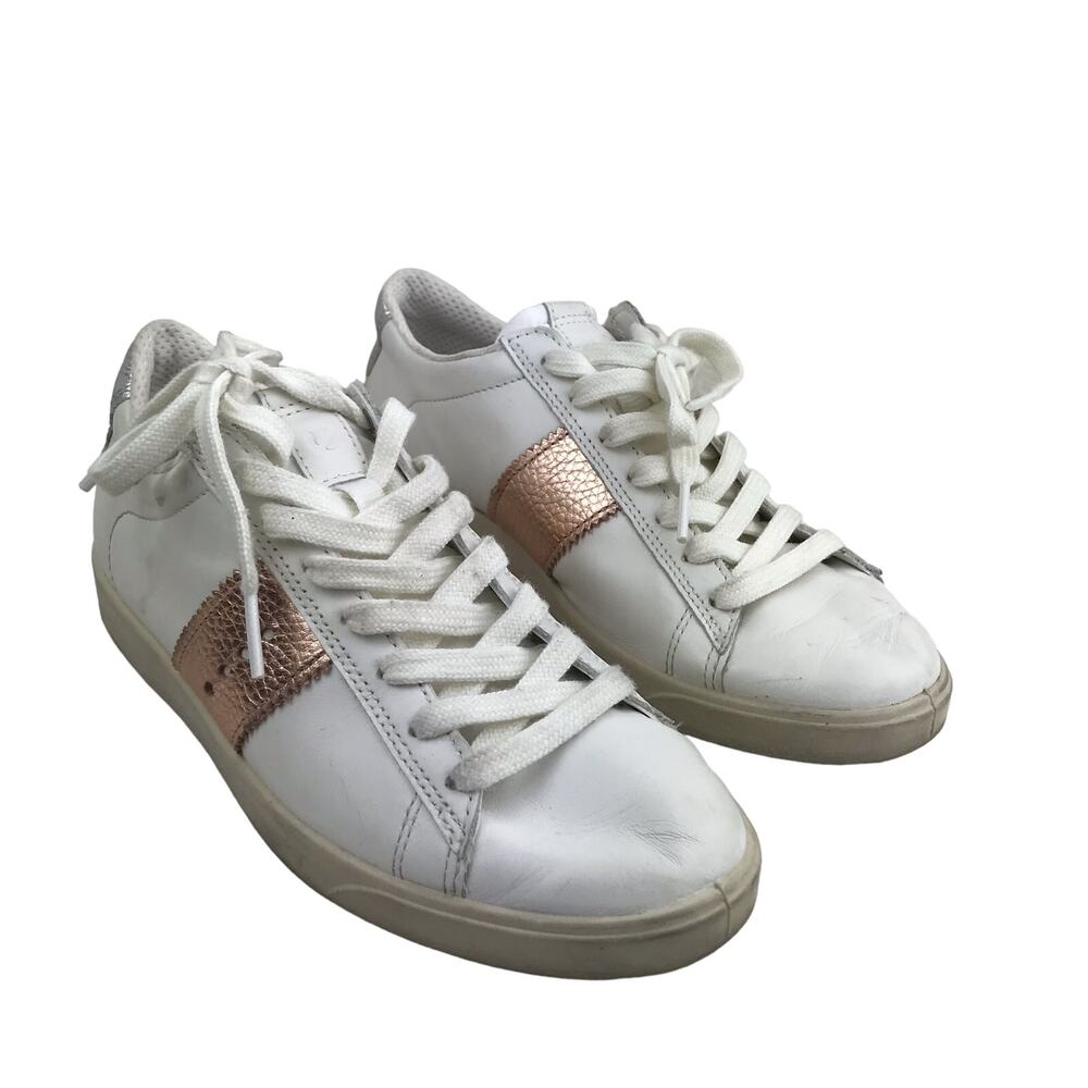 ECCO Women's White Fashion Sneaker with Silver Rose-Gold Accents 36 / US 5-5.5